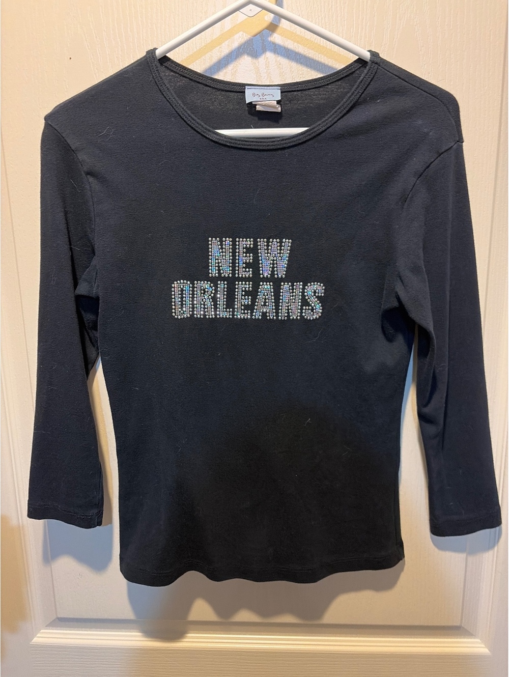 Big Bang Black Long Sleeve New Orleans Rhinestone Shirt
